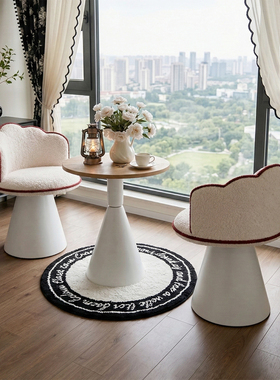 网红阳台休闲布置桌椅组合喝茶区一桌两椅美容院洽谈小沙发三件套