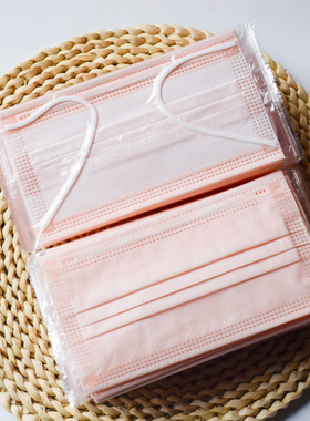 三层彩色一次性独立包装紫色口罩浅粉防尘透气成人防飞沫高颜值