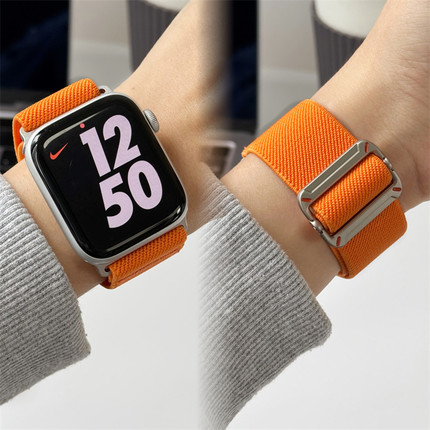 适用苹果S10/S9手表带iwatch8ultra3运动表带7/6se编织回环男腕带