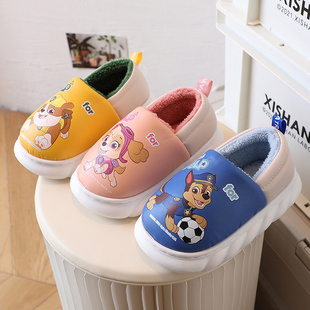 汪汪队拖鞋 男童女宝宝毛绒保暖室内鞋 包跟毛毛鞋 儿童秋冬防水棉鞋
