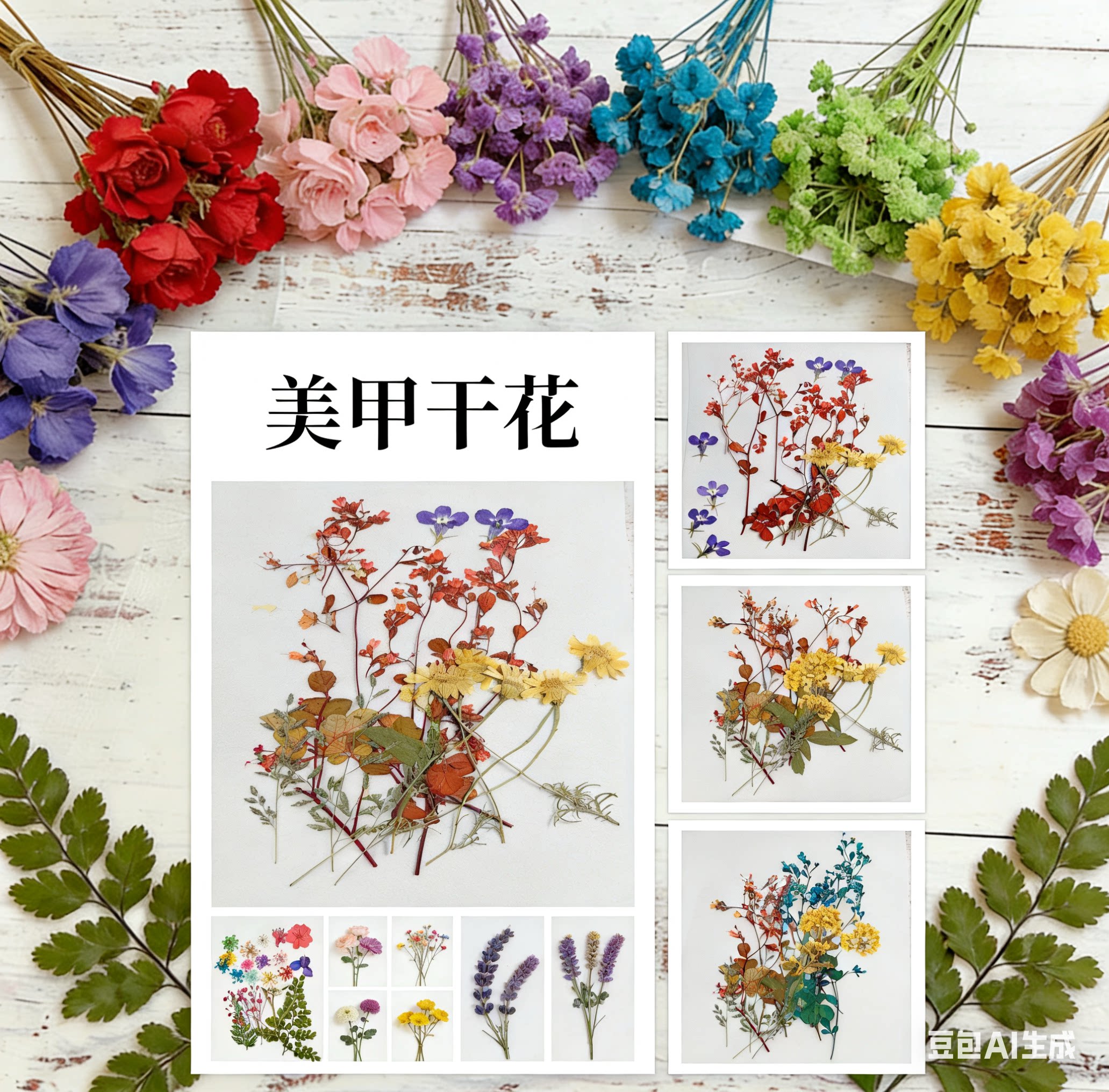 美甲专用干花混装素材迷你花瓣立体真花材料紫小碎花diy指甲饰品图片