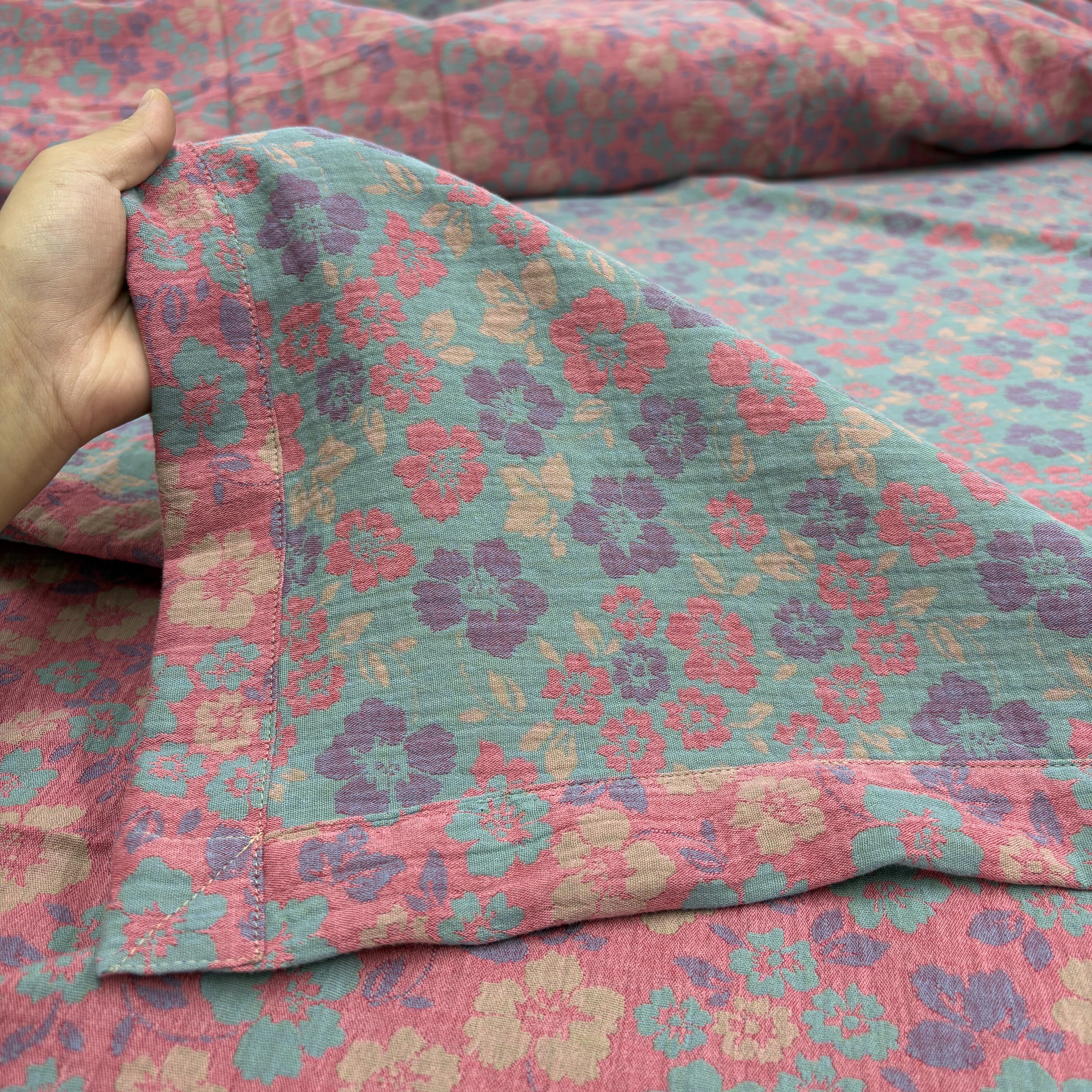 （花间物语粉）A类母婴级全棉炫彩双层纱床单四季通用柔软舒适