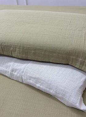 （抹茶绿色）A类母婴级全棉炫彩双层纱枕套四季通用尺寸48*74cm