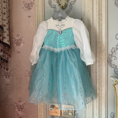 迪士尼冰雪奇缘爱莎艾莎公主裙2025新秋冬加绒加厚保暖优雅生日裙