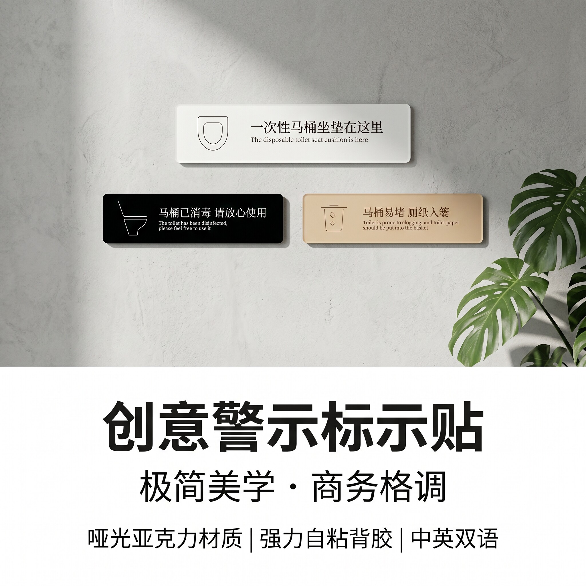 公共场所简约厕所提示牌
