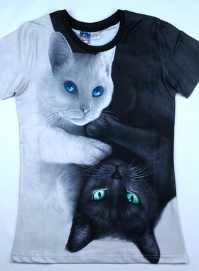 搞笑大猩猩图案T恤搞怪猫咪短袖T恤 星空动物印花男装 3d猪肉衣服