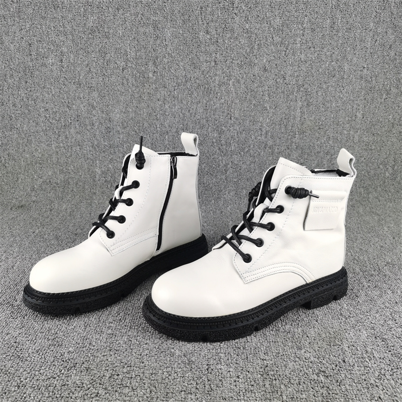 断码处理时尚休闲真皮马丁靴女秋冬新款低跟系带牛皮短筒单靴子女