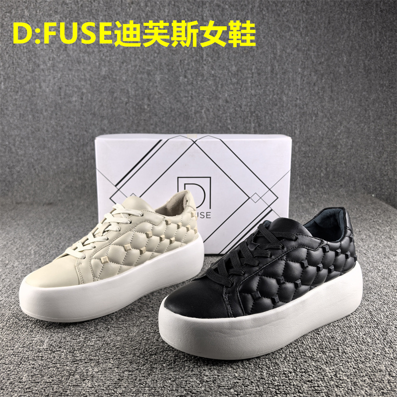 正品撤柜处理D:FUSE迪芙斯女鞋春季款时尚休闲松糕厚底真皮板鞋女