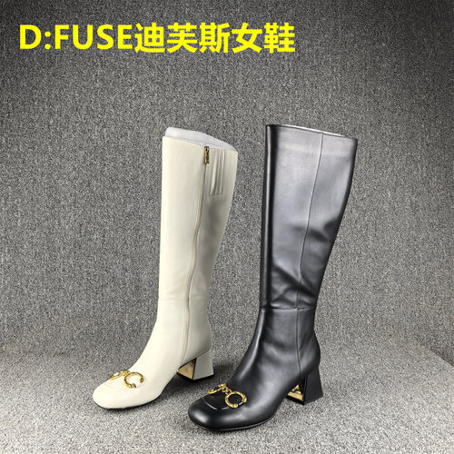 正品撤柜处理D:FUSE迪芙斯时装靴女秋冬款头层牛皮中高筒长单靴子