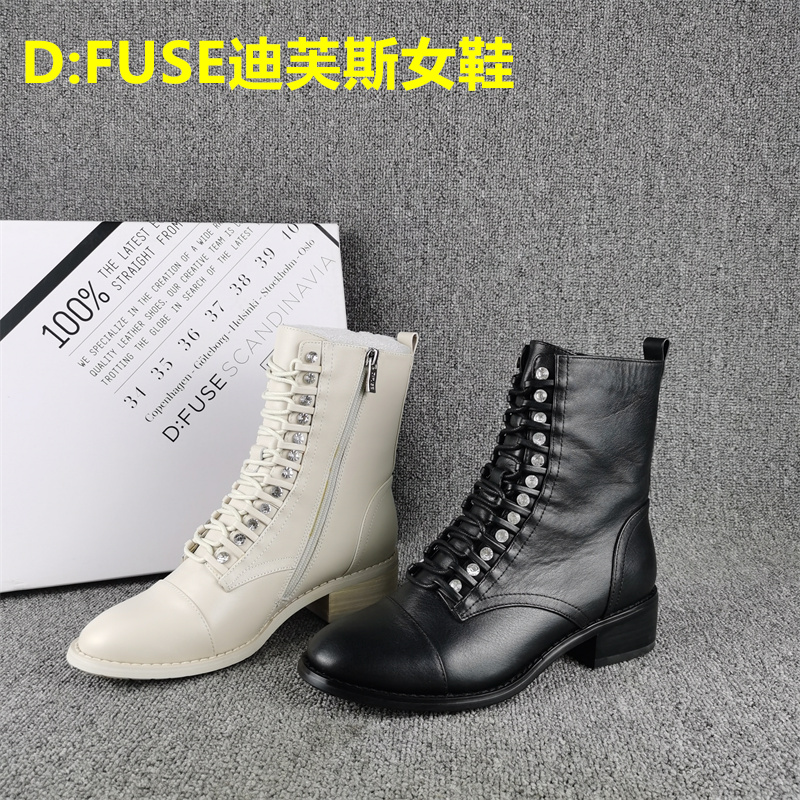 DFUSE迪芙斯女鞋羊皮气质单靴子
