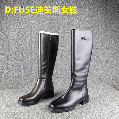 正品撤柜处理D:FUSE迪芙斯骑士靴女秋冬款头层牛皮中高筒长单靴子