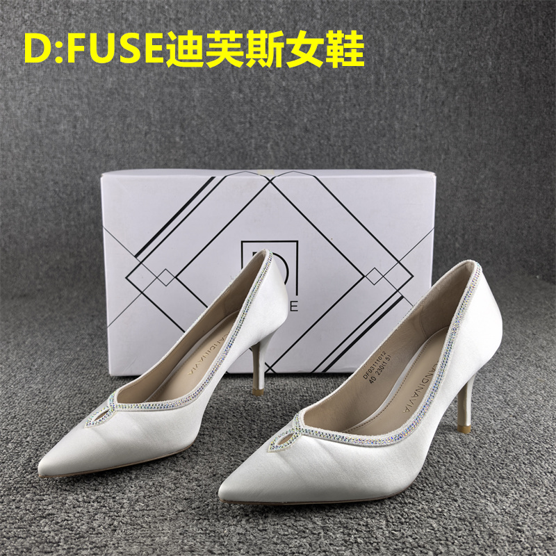 正品撤柜处理D:FUSE迪芙斯女鞋春季款尖头细跟浅口套脚真丝单鞋女