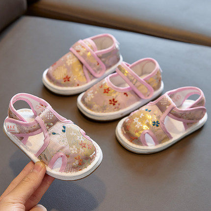 儿童手工布鞋1-7岁2老北京千层底女宝宝学步单鞋软底凉鞋公主春秋