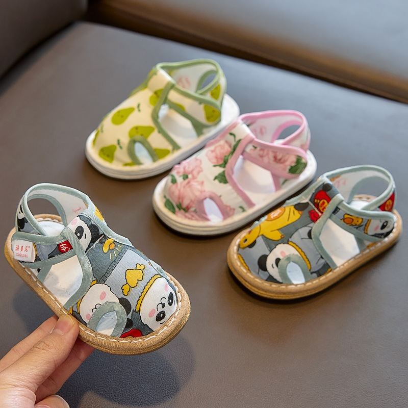 儿童手工布凉鞋1-7岁2老北京千层底男宝宝女童学步软底凉鞋透气夏