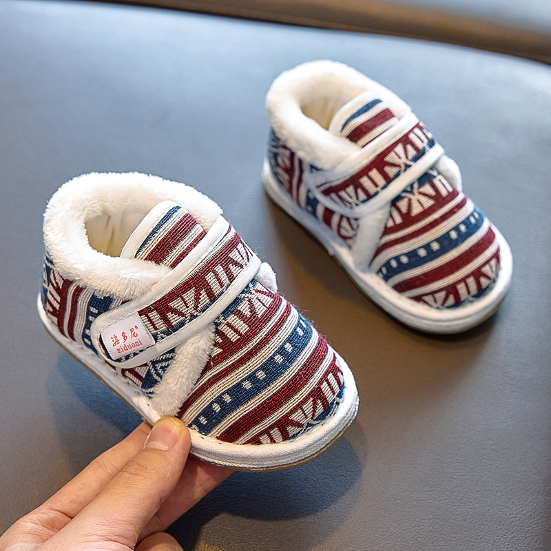儿童手工棉鞋1-5岁2民族风鞋子加厚保暖鞋千层底男女宝宝棉花鞋冬