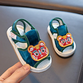 宝宝虎头布凉鞋 儿童手工千层底小布鞋 男女童防滑软底室内老北京夏