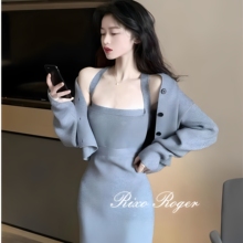 法国Rixo Roger 25春秋新款高级感气质长袖针织毛衣连衣裙女套装
