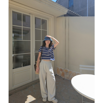 小个子运动裤子直筒绑带美式卫裤