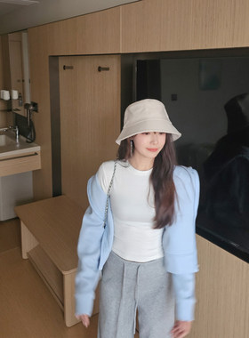 小个子短款卫衣女搭正肩韩系开春