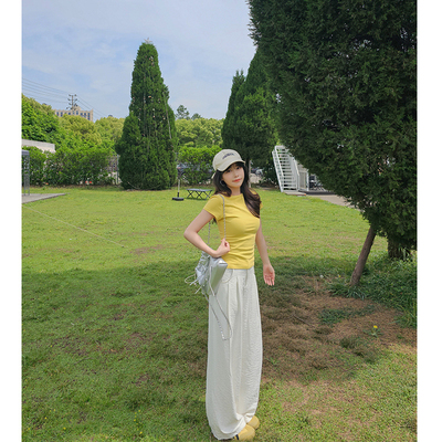 小个子奶芙西装阔腿裤女雾霾蓝