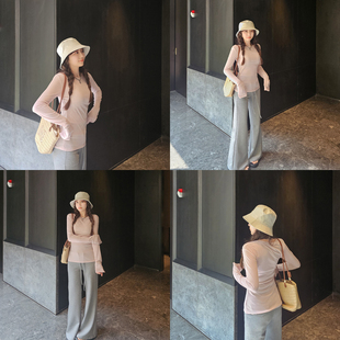 小个子莱赛尔纯色圆领罩衫 显瘦打底衫 内搭简约T恤长袖 女春夏修身