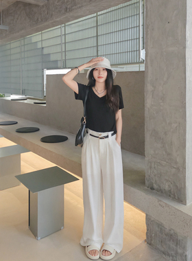 亚麻裤女夏季2025新款休闲抗皱薄款高腰显瘦直筒垂感棉麻阔腿裤长