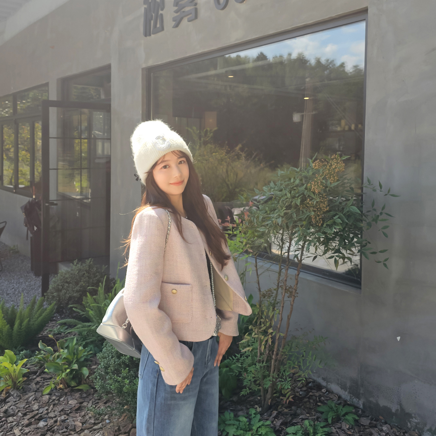 法式温柔粉色小香风短外套女秋冬