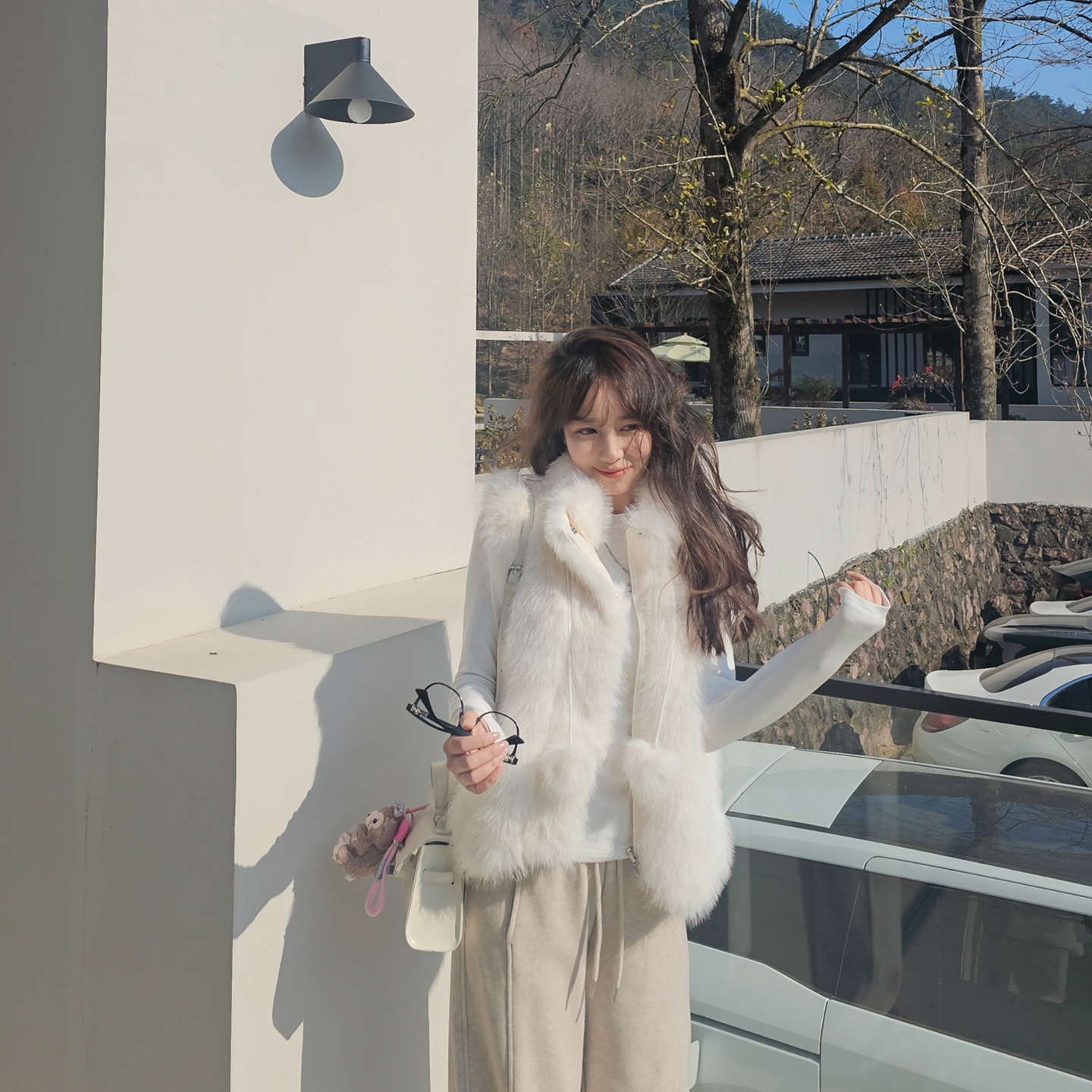 小个子外穿仿皮草冬奢感毛毛马甲