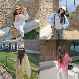 女长袖 高级感显白小个子梅子粉衬衫 春秋设计感小众 新款 2026春季