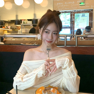 極简法式 慵懒斜领多穿法设计感露肩羊毛毛衣女 私藏温柔 Baby61