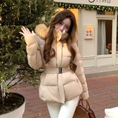 Baby61 清潭洞初雪 保暖90白鸭绒狐狸毛领大毛领两色收腰羽绒服