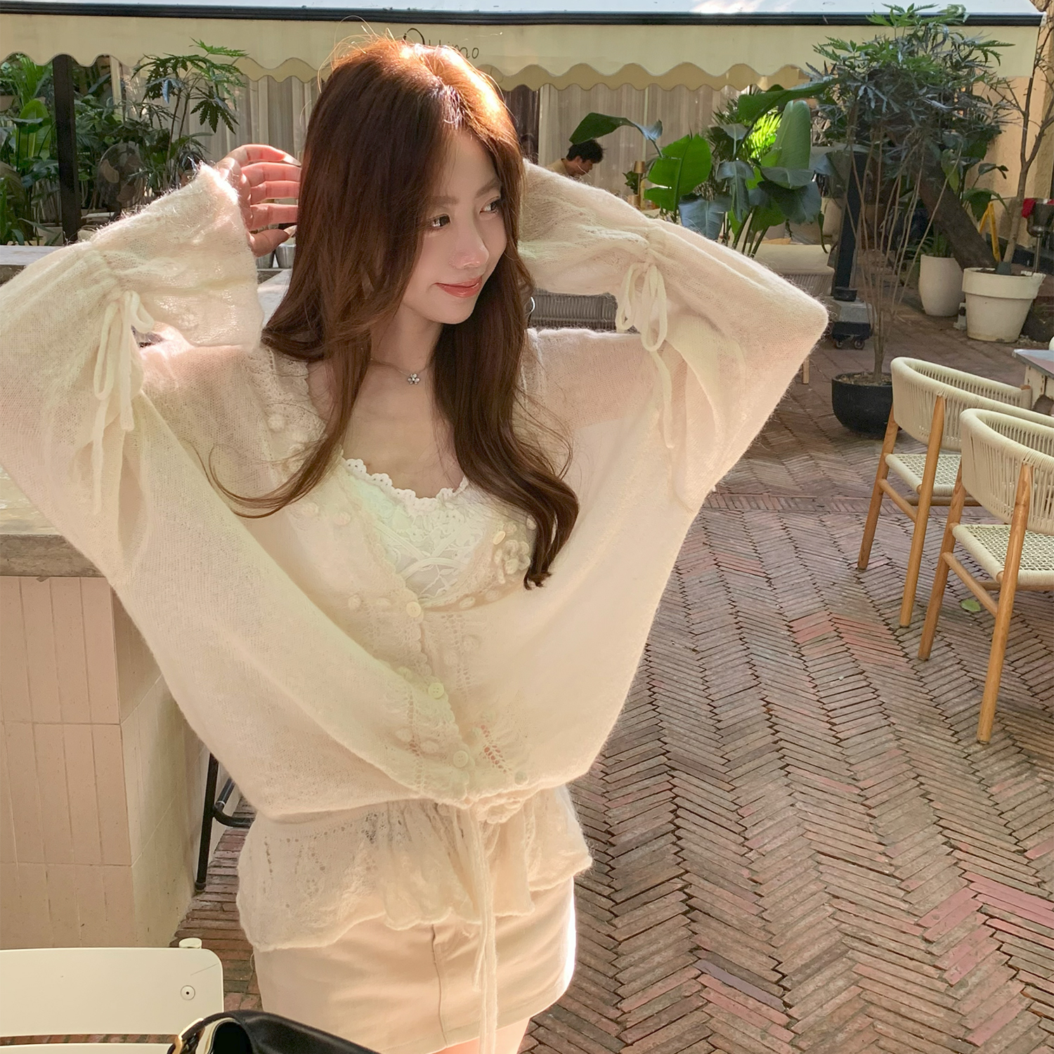 Baby61重工马海毛毛衣开衫蕾丝