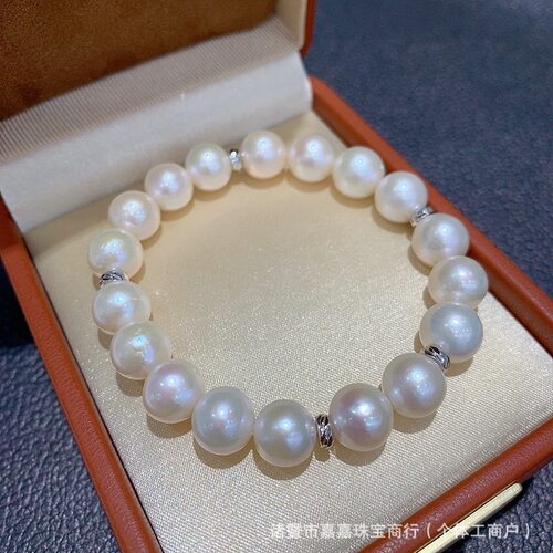 ［全店满3件赠品］S925银天然淡水珍珠爱迪生弹力隔珠手链