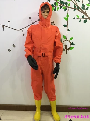 轻型半密封连体防化服液氨氨气耐酸碱防剧毒全密封封闭重型防护服