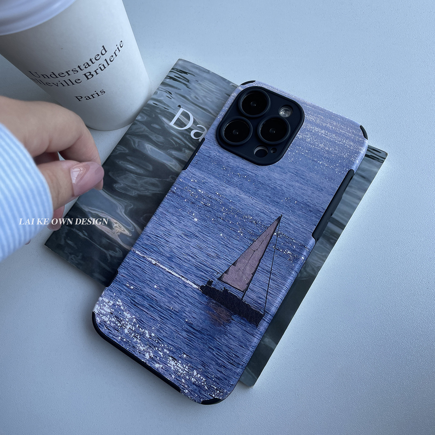 一帆风顺。原创苹果16手机壳蓝色系海洋和船小众实用17promax华为mate60p80荣耀100小米17全包防摔软壳男女款