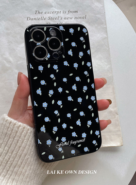 ins蓝色小碎花手机壳适用苹果14promax男女款15华为puta70mate60荣耀100nova12全包软壳小米17vivoX100简约