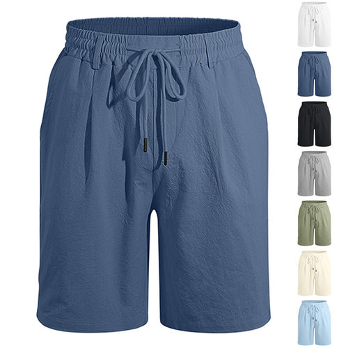 Men’s European-size Loose-fit Linen Drawstring Shorts, Soli