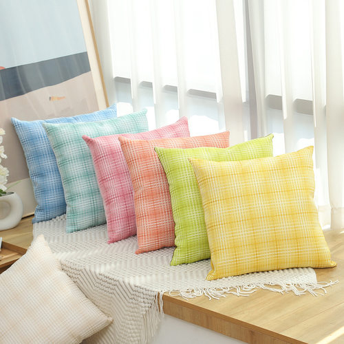 Plaid Linen Throw  Simple Cushion ver Solid lor Light Luxury