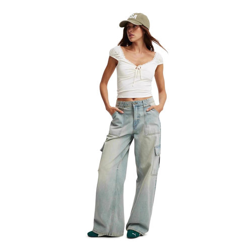 American Style Washed Large Pocket Tooling Fashionable Loose