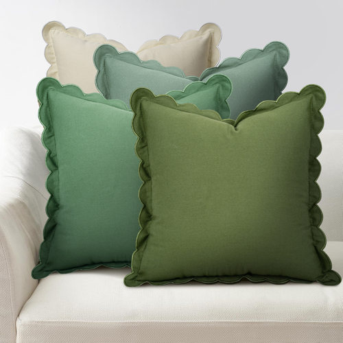 tton Embroidered  Wave Ruffled Solid lor Sofa Cushion ver Bo