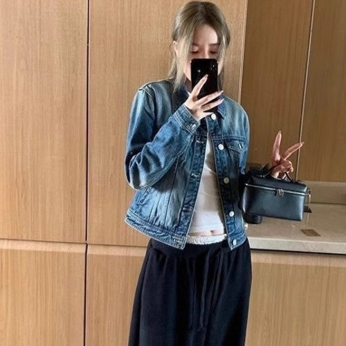 American Retro Short Denim Jacket For Women Small High-end S