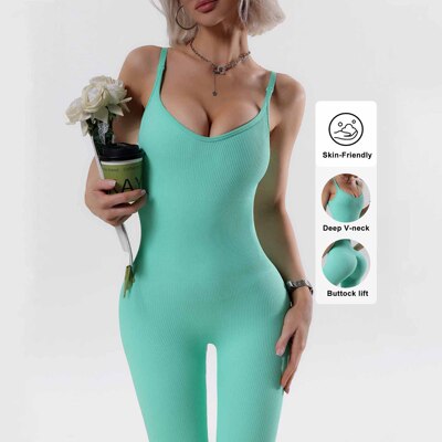 One-piece Threaded One-piece Yoga Wear For Women With Thin S