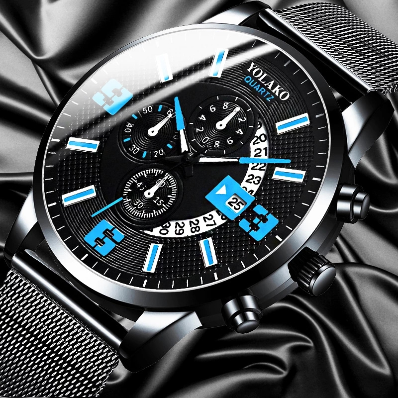 Watches Mens Fashion Calendar Watch Men Business Stainless S