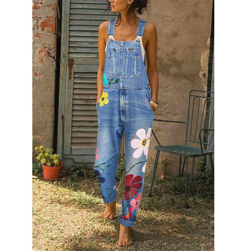 Overalls Women's Trousers Fashion Denim Straight Leg Pants H