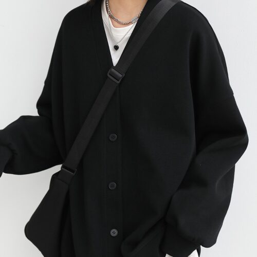 Versatile Loose V-neck Mid-length Cardigan Jacket