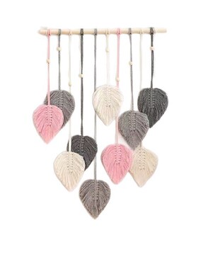 Hand-woven tton Rope Leaf Tapestry Home Living Room Decorati