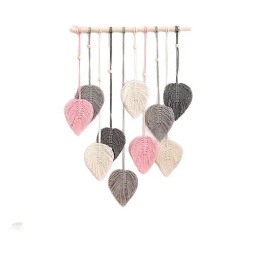 Hand-woven tton Rope Leaf Tapestry Home Living Room Decorati