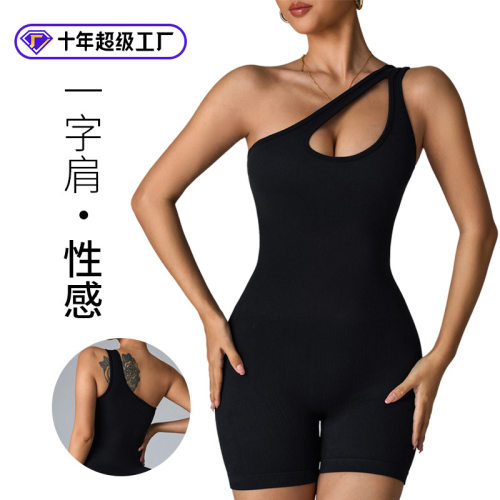 Oblique Shoulder Strap One-piece Seamless Leotard Women's Sp