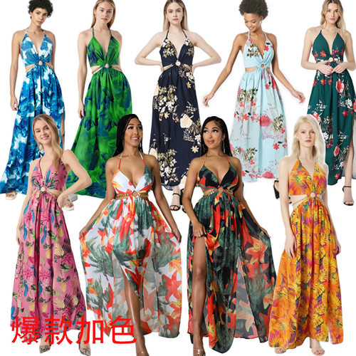 290 Women's Printed Dress Large Size Chubby Mid-length Slip