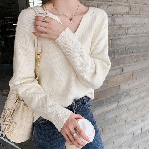 2026 V-neck Inner Knitted Women's Loose Design With Niche An